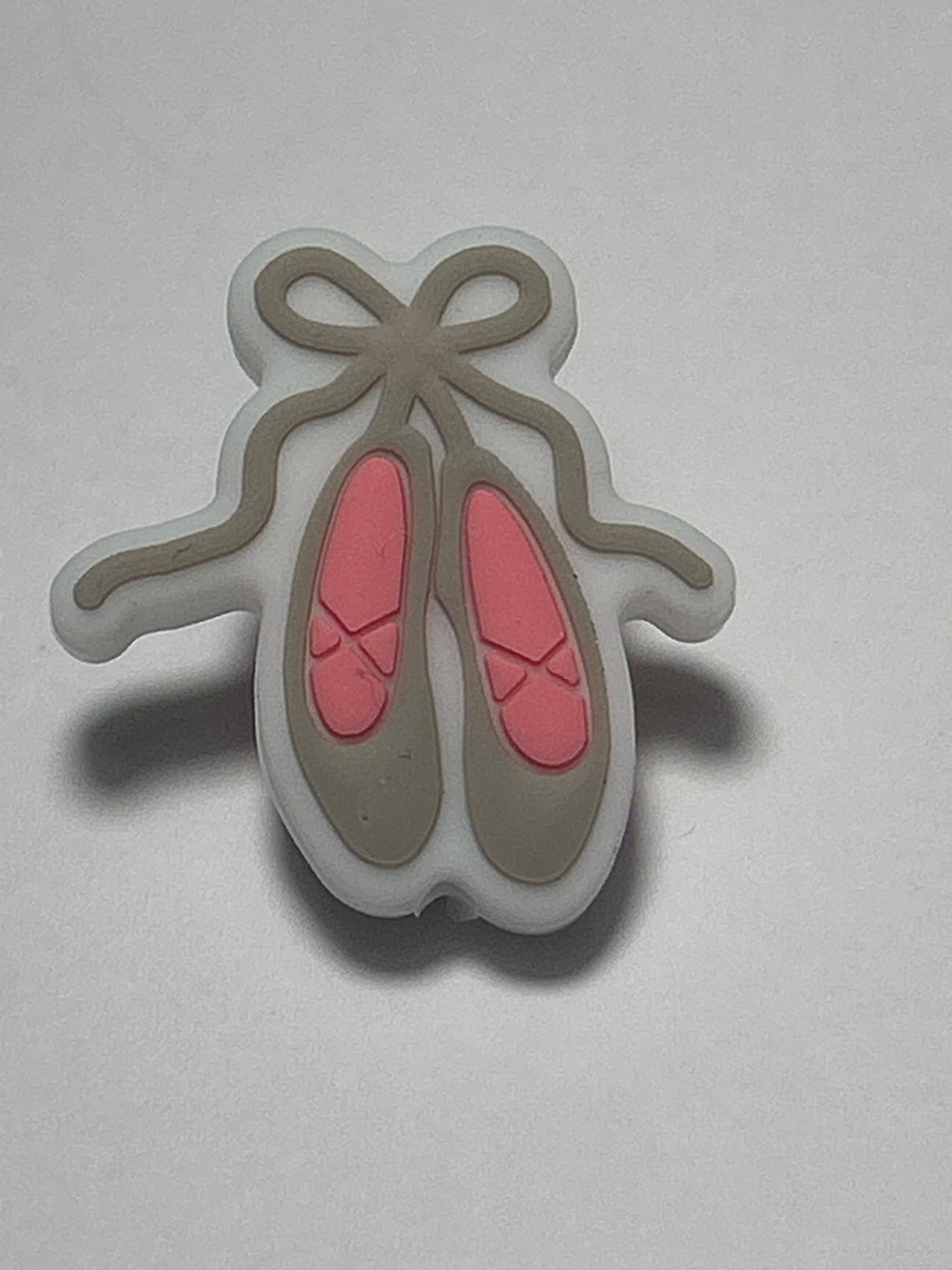 Ballet Shoes - grey/Pink Silicone focal bead