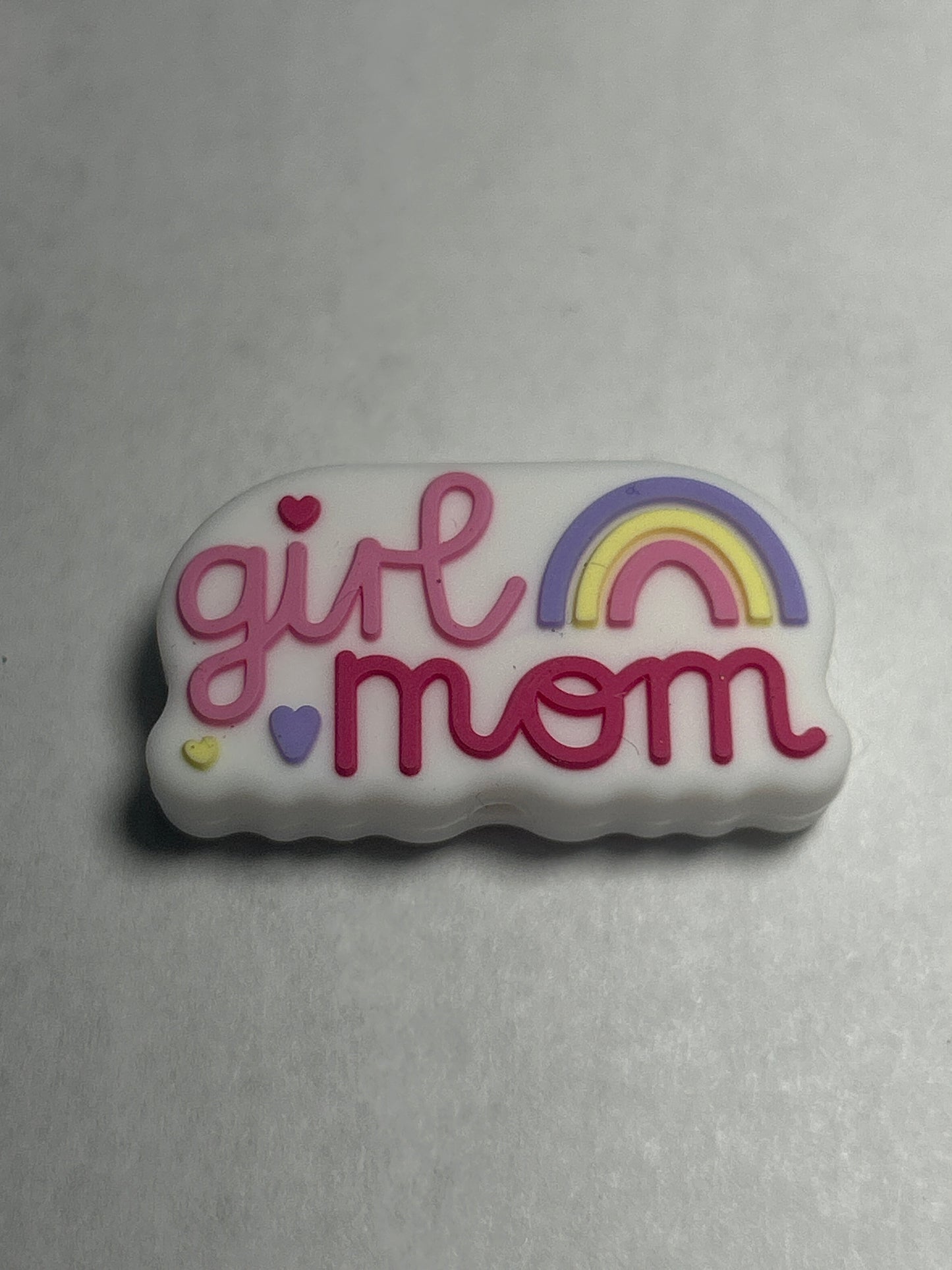 Girl mom rainbow silicone focal bead