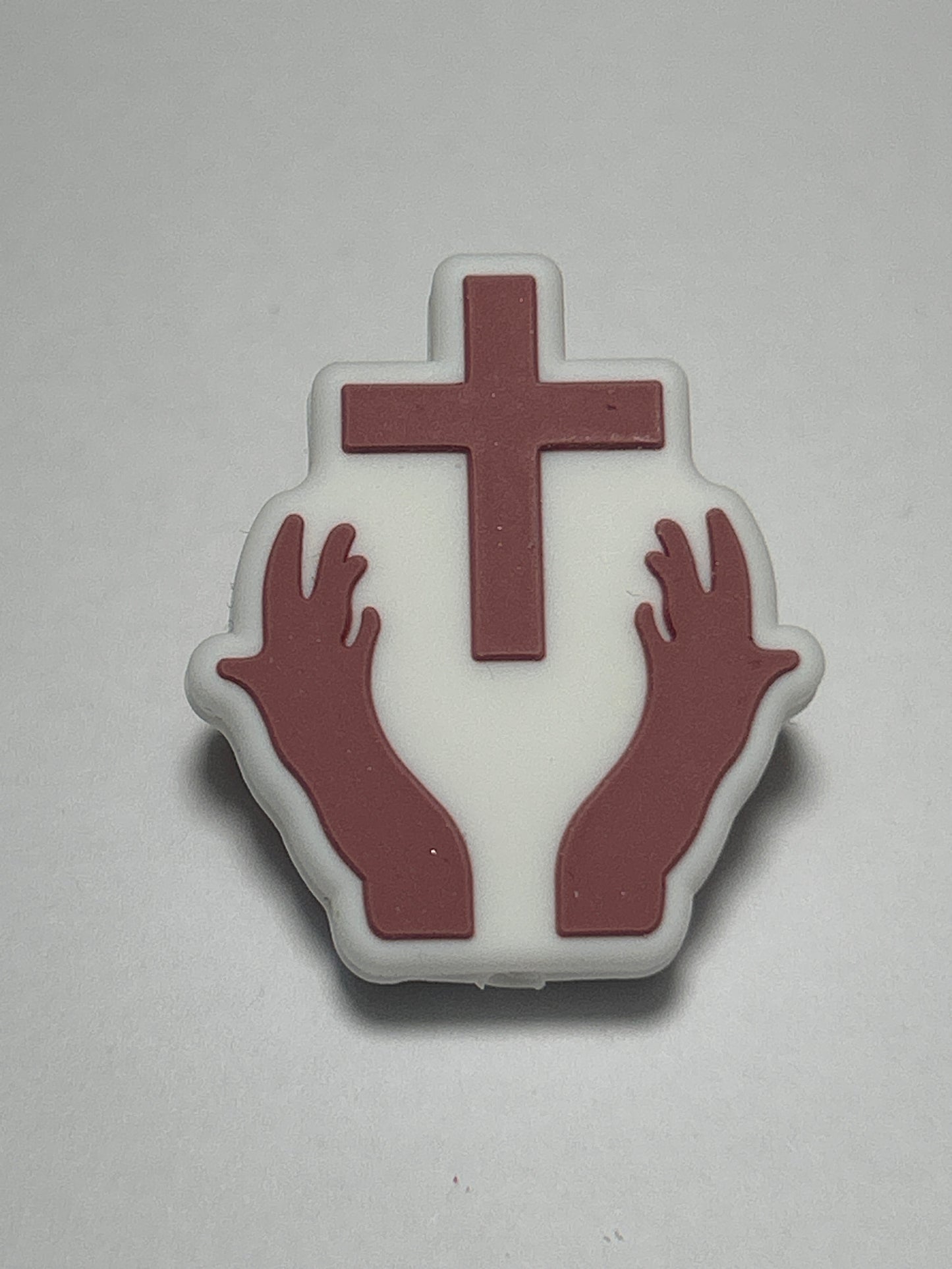 Cross with hands - Silicone Focal Bead