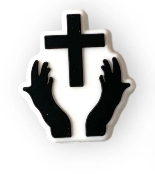 Cross with hands - Silicone Focal Bead