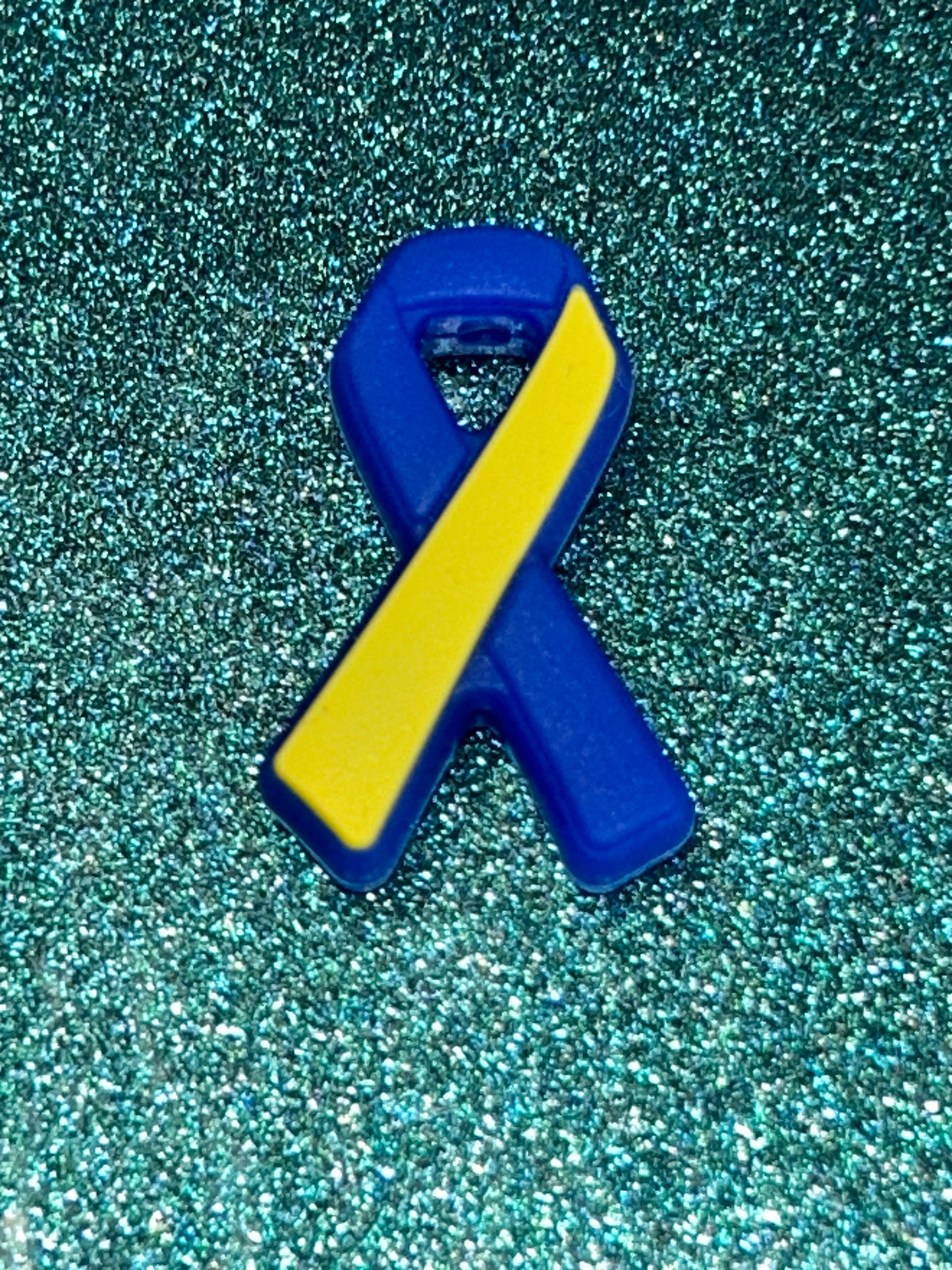 Awareness Ribbon - Yellow and Blue Silicone Focal Bead