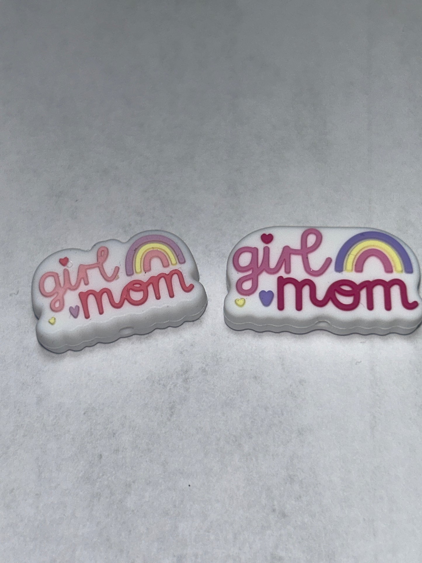 Girl mom rainbow silicone focal bead