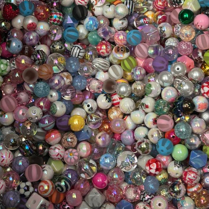 16mm Acrylic Beads - Printed/Pattern/Solids Mixed