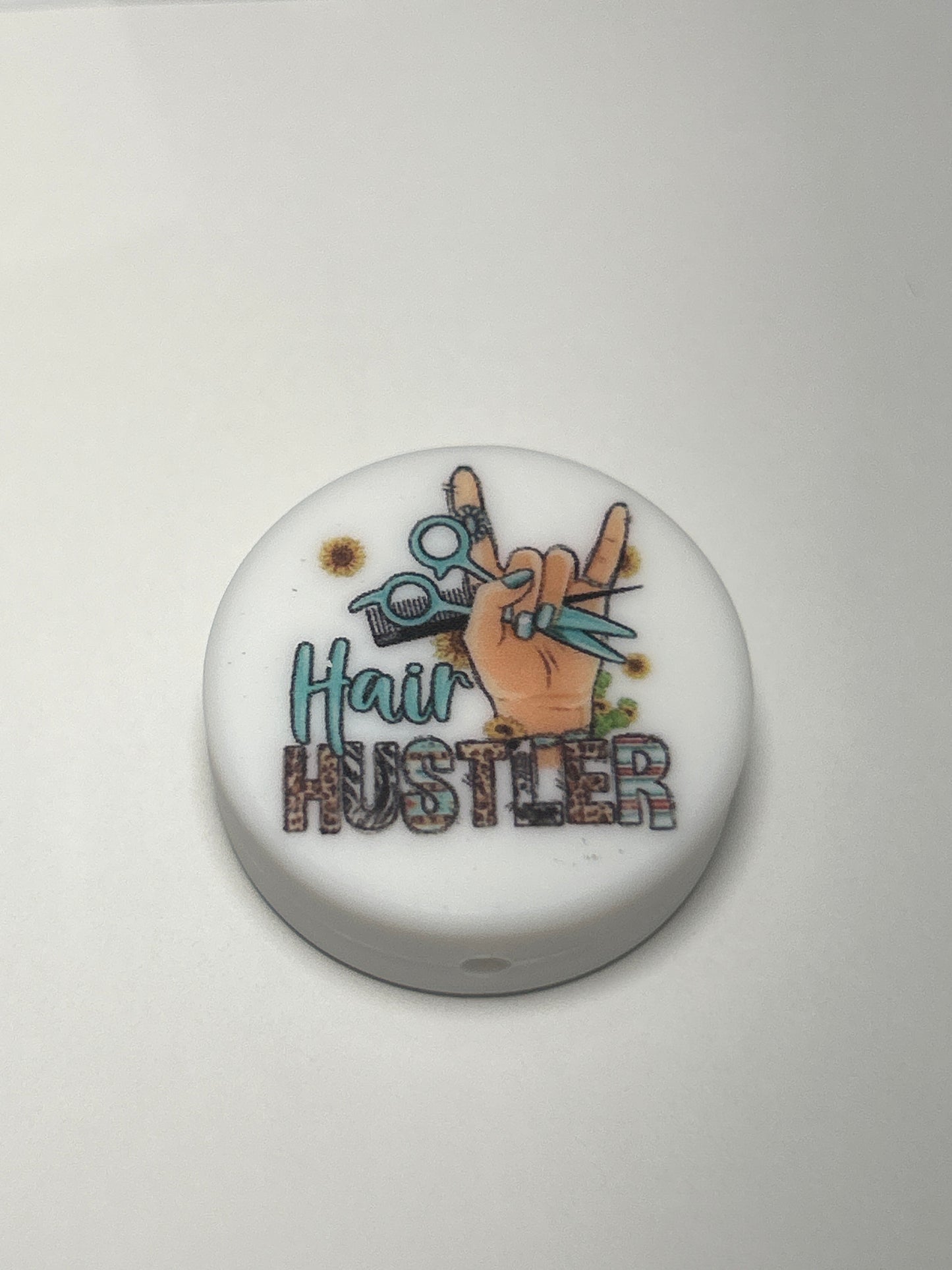 Hair Hustler w/scissors Silicone Focal Bead