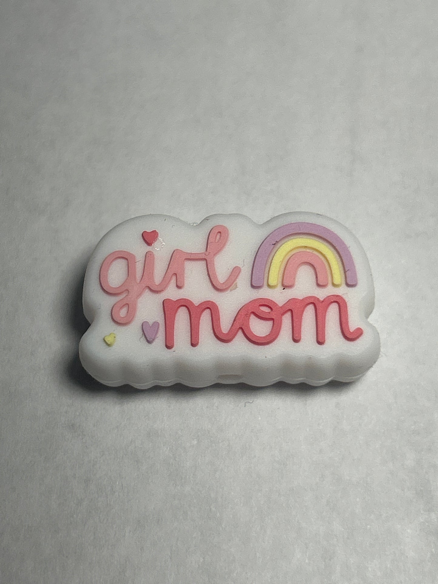 Girl mom rainbow silicone focal bead