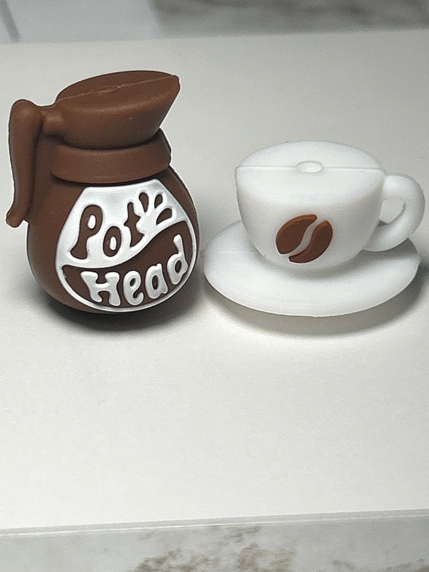 3D Coffee Pot Head or Coffee Cup w/saucer Silicone Focal Bead