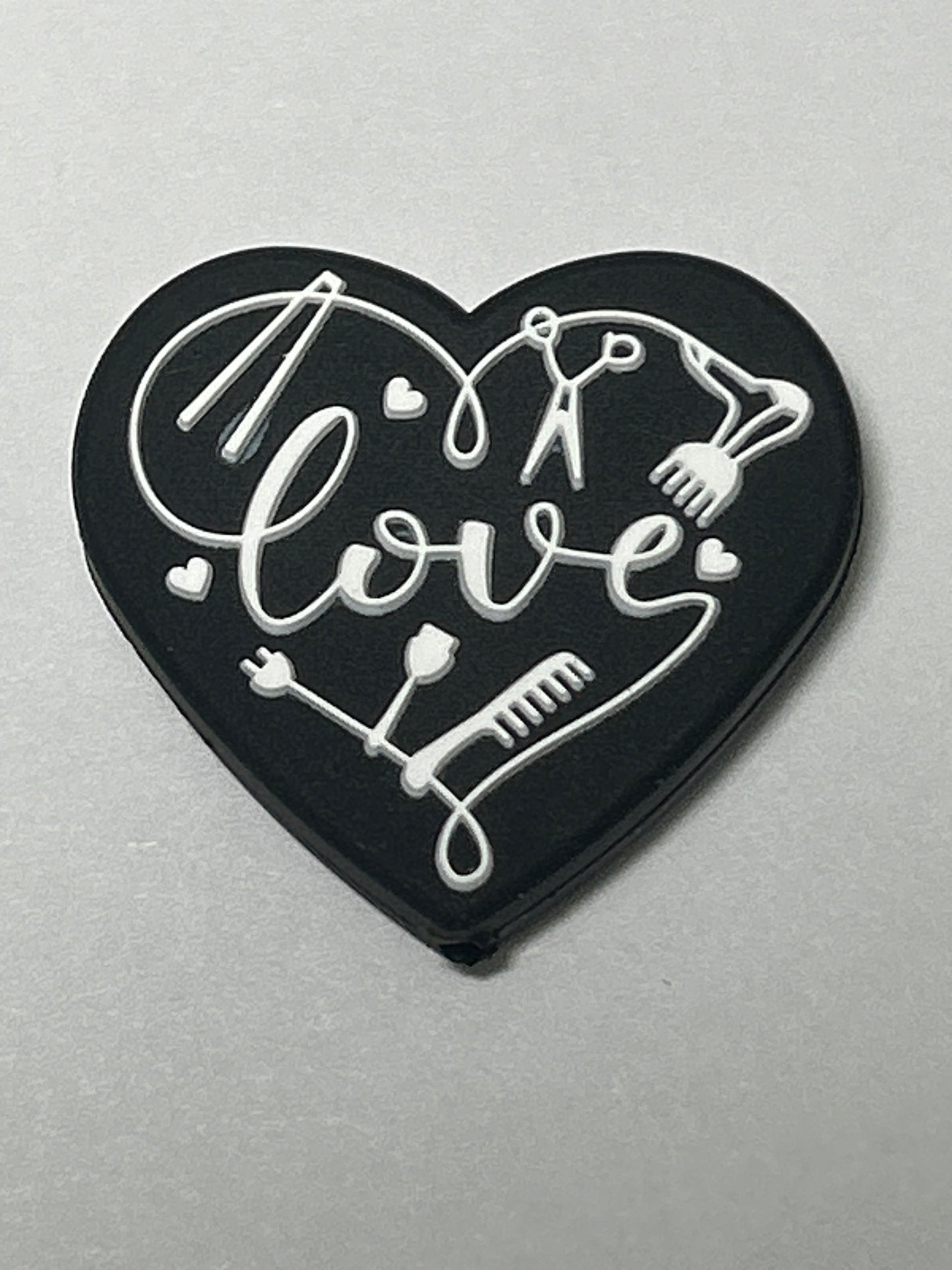Hair Stylist “Love” Heart Silicone Focal Bead