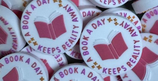 A Book a day keeps reality away silicone focal bead