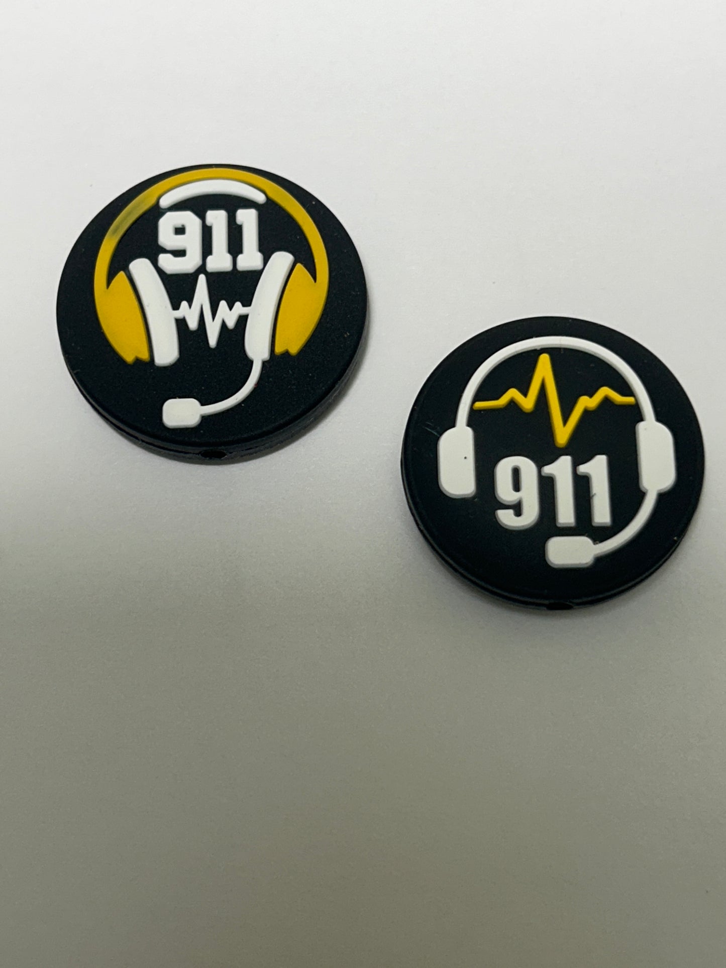 911 Operator Yellow Headphones or White Silicone Focal Bead