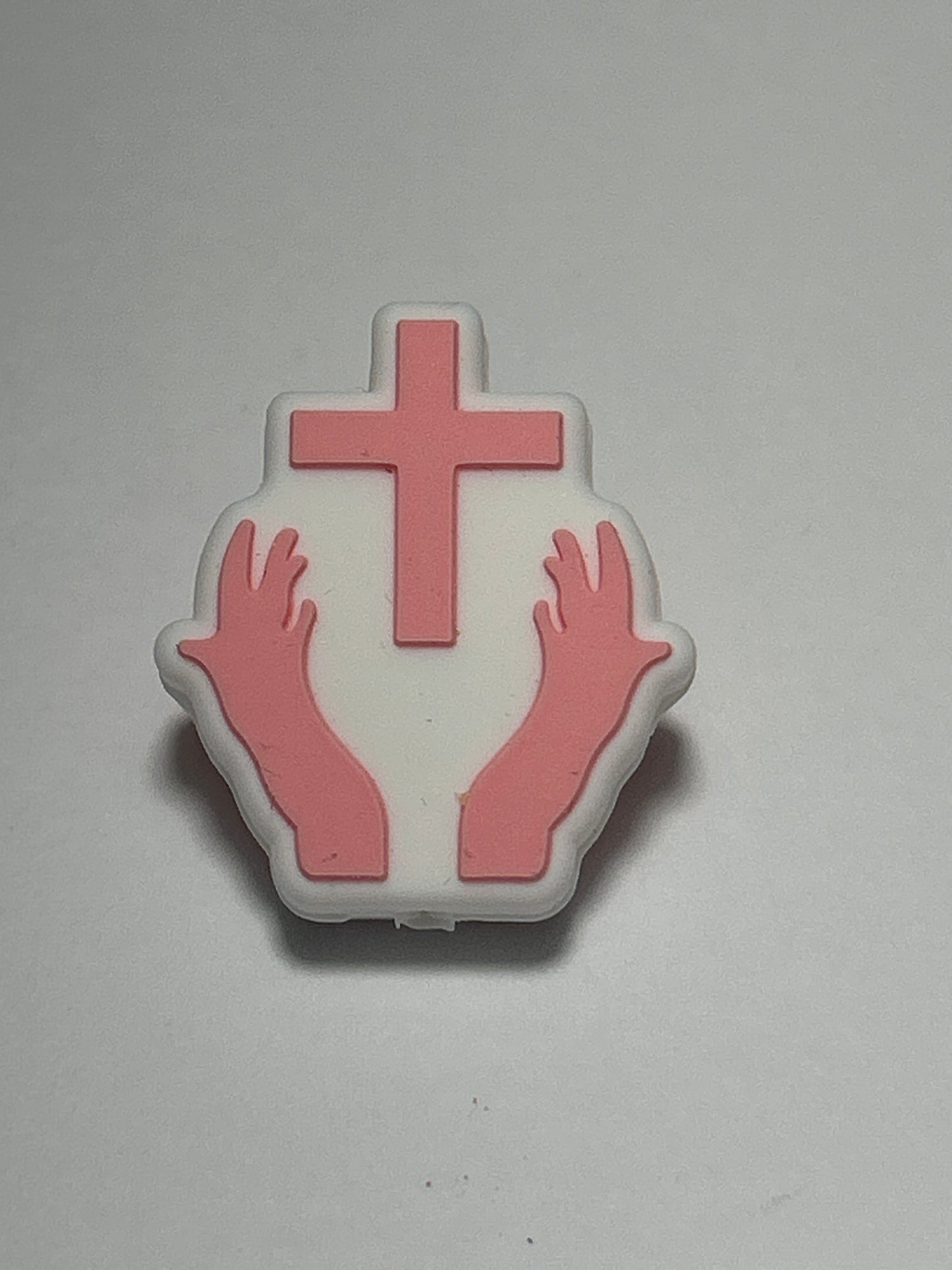 Cross with hands - Silicone Focal Bead