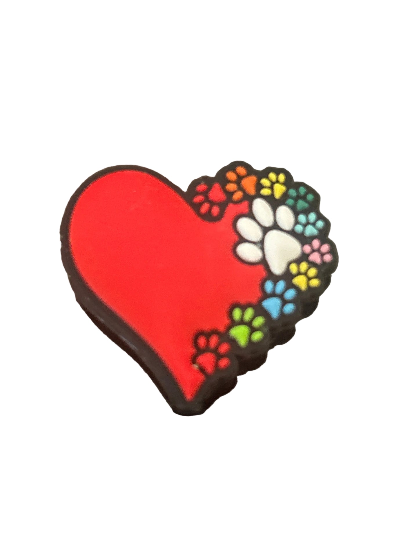 Heart with paw prints - Focal Bead