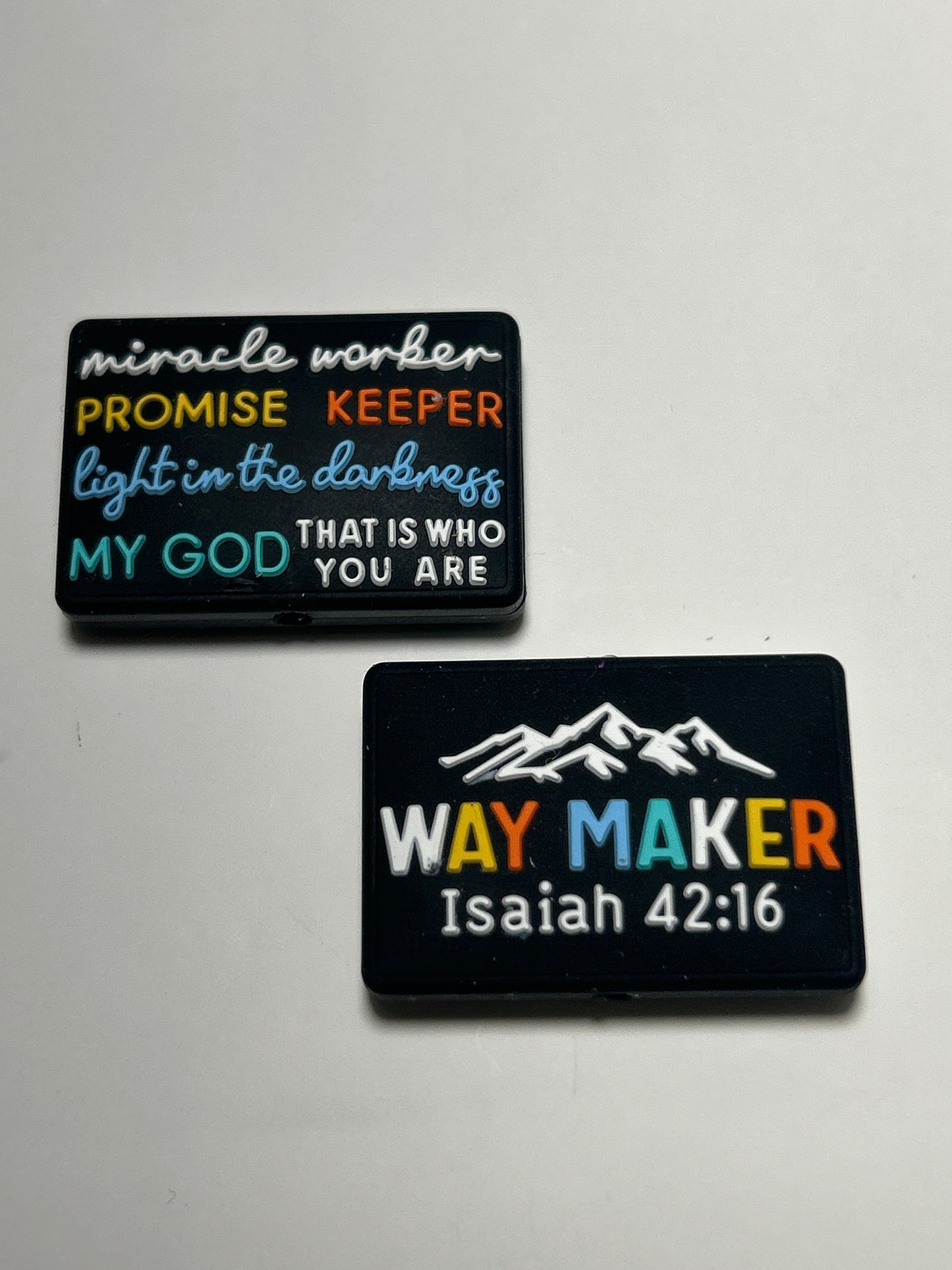 Miracle worker, Promise Keeper, light in the darkness , My GOD way maker Isaiah 42:16 Double sided focal bead