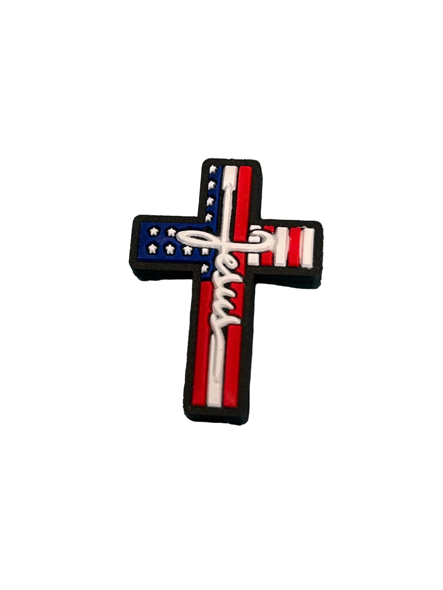 Cross with Jesus - American Flag print - Focal Bead
