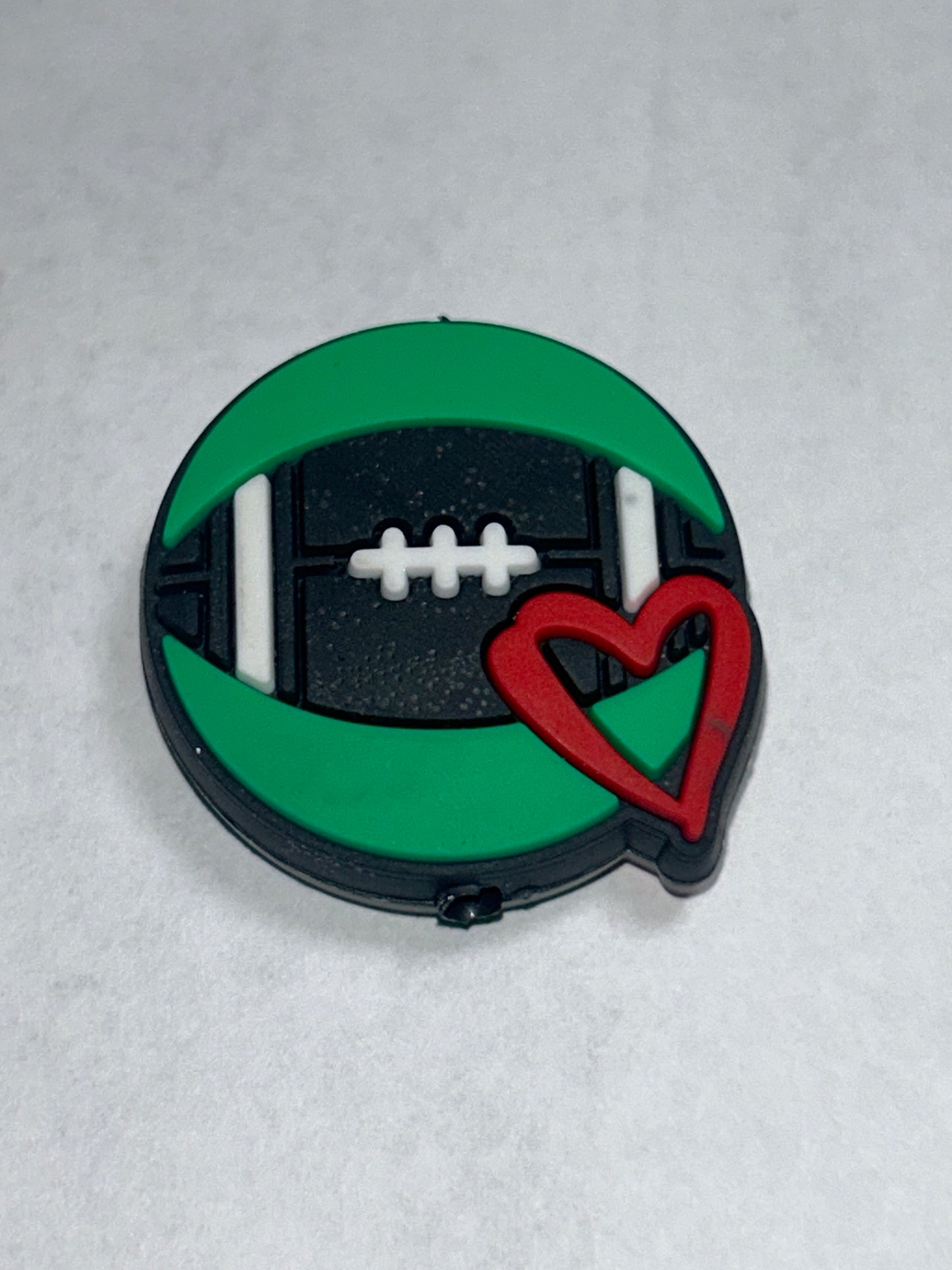 Football w/heart Silicone Focal Bead
