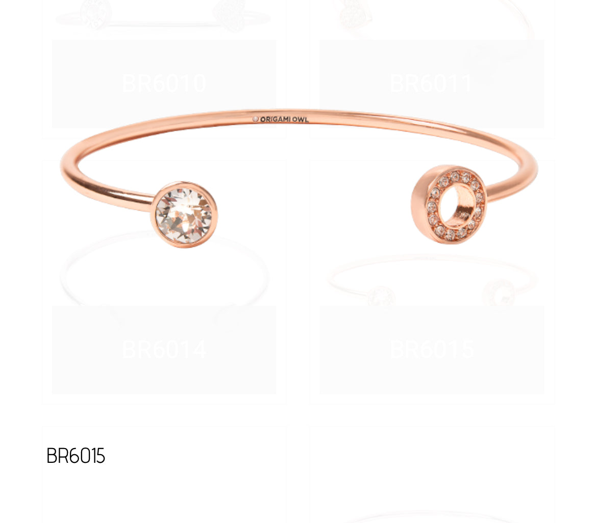 Rose Gold Stud Bangle with Pave Swarovski Crystal Bracelet BR-6015