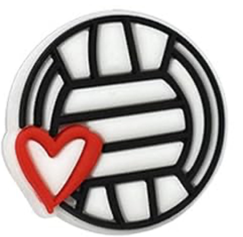 Volleyball w/heart Silicone Focal Bead