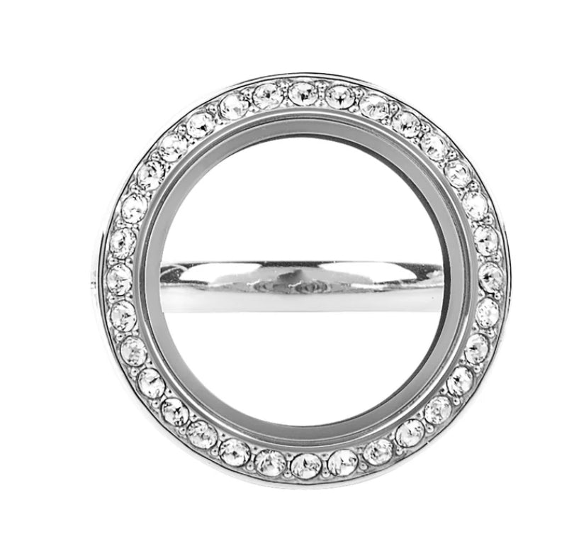 Silver Crystal Living Locket Ring - Origami Owl Size 7/8