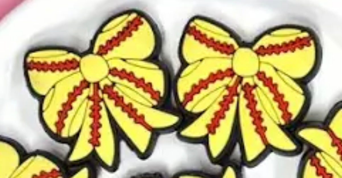 Softball & Softball Bow Silicone Focal Bead