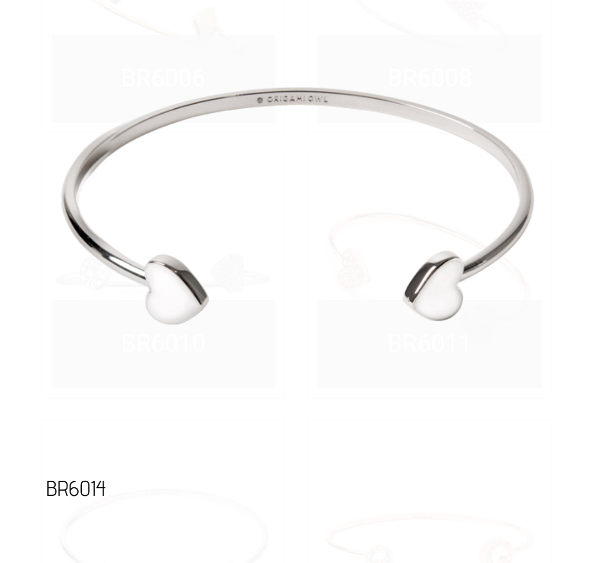 Silver White Enamel Hearts Bangle Bracelet BR-6014