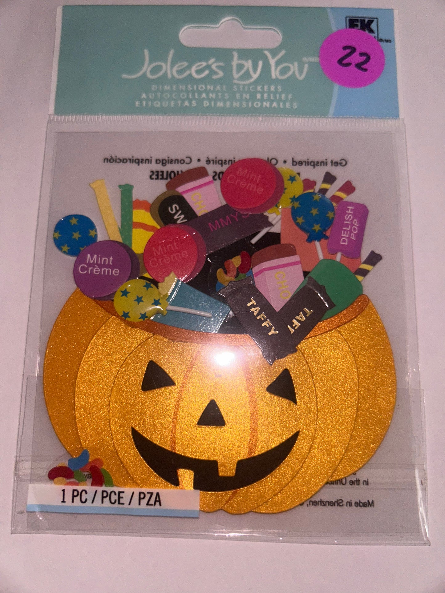 Jolee’s Boutique- Pumpkin w/Candy scrapbook stickers