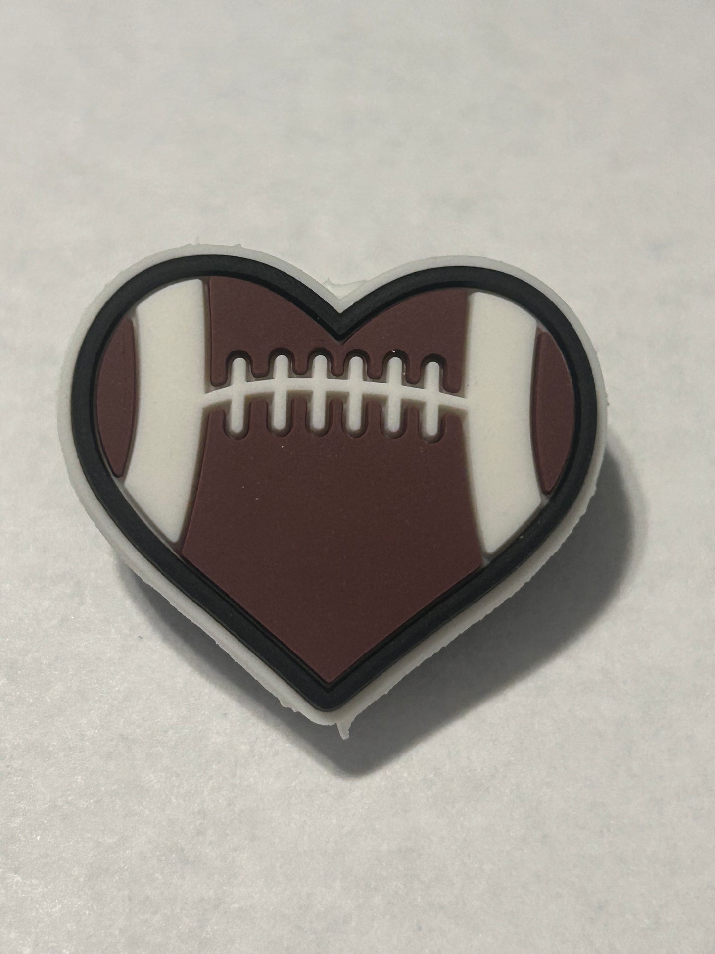 Football heart -Silicone Focal Bead