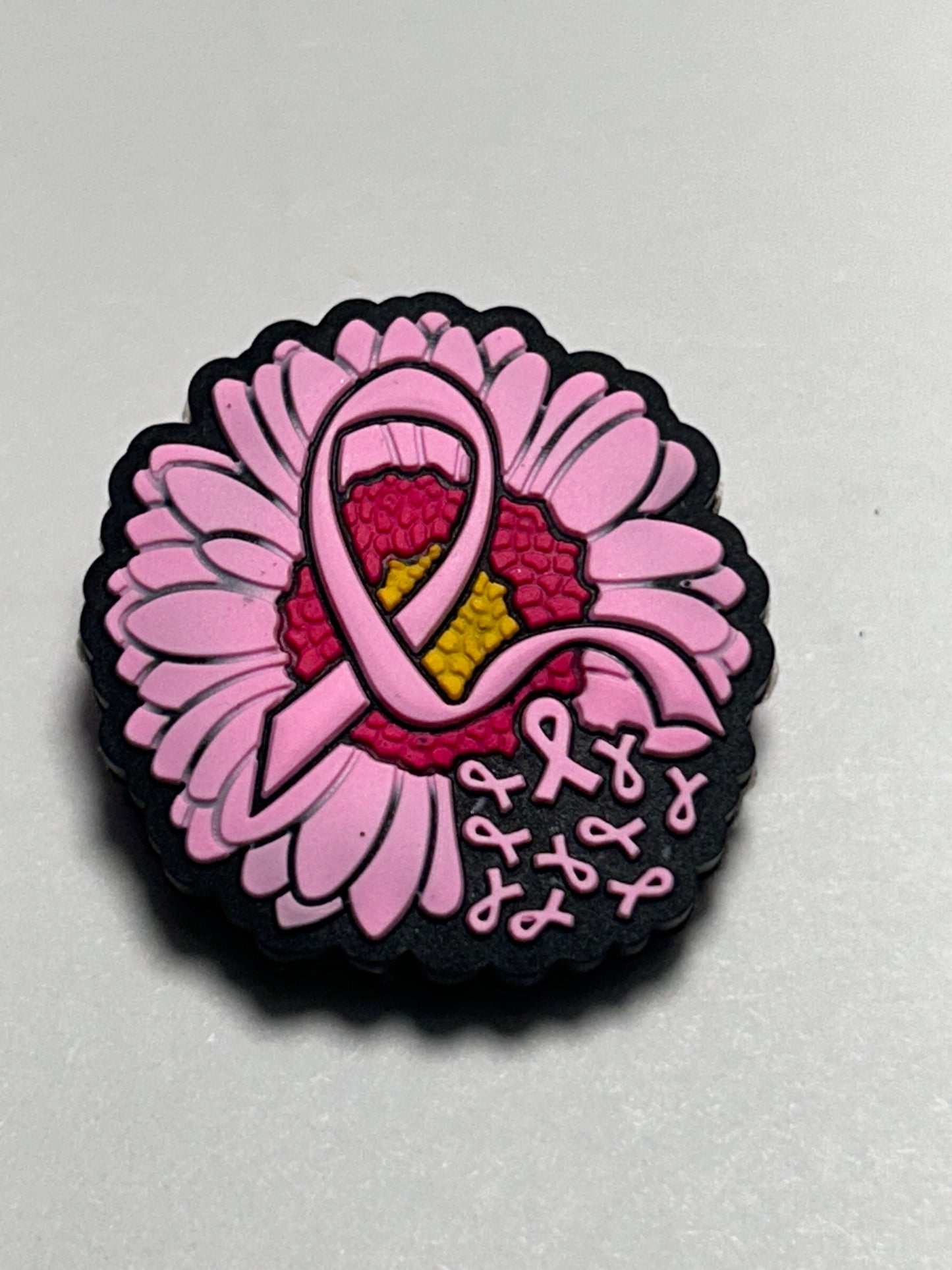 Breast Cancer Heart Ribbon or Flower Silicone Focal Bead