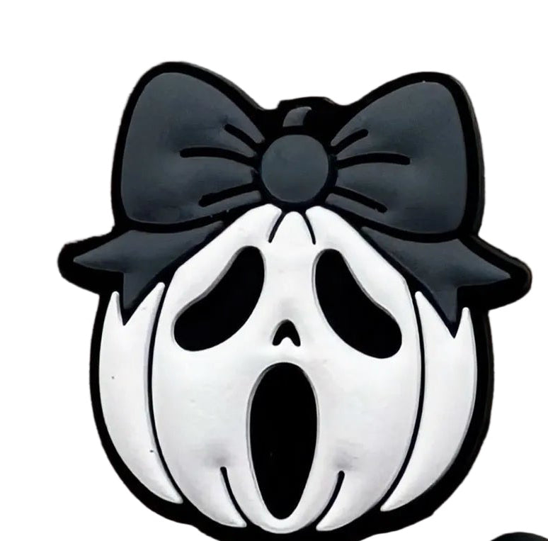 Scream Pumpkin with bow - Focal Bead