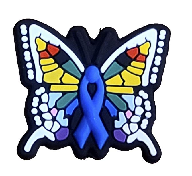 Colorful Blue Ribbon Butterfly Silicone Focal Bead