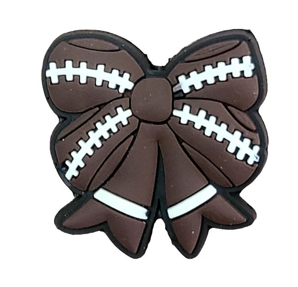 Football Bow Silicone Focal Bead