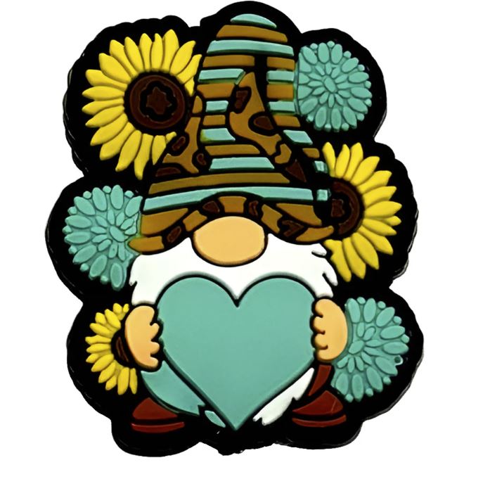 Sunflower Gnome w/Heart or Braid- Silicone Focal Bead