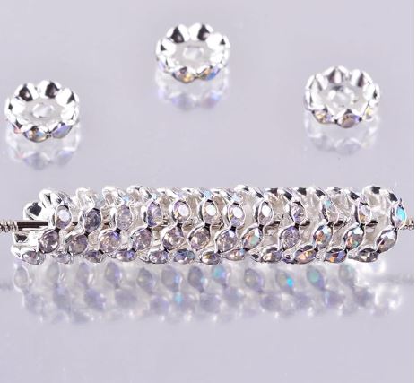 Wavy Rhinestone Spacer Beads 12mm