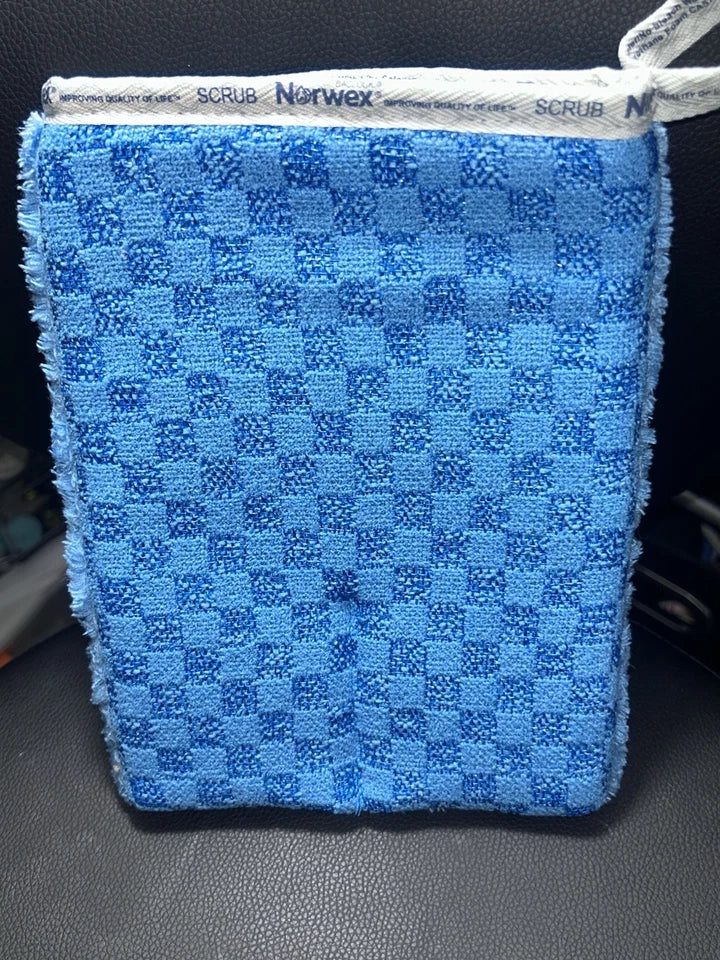 Norwex Bathroom Scrub Mitt Mitten Marine Blue with Baclock NEW