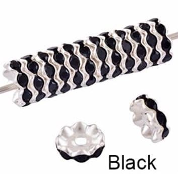 Wavy Bead Spacers (Black or Silver/Iridescent )