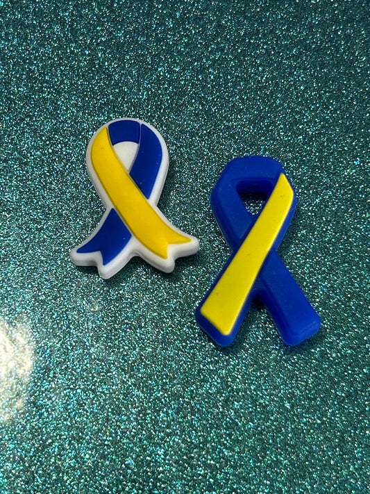 Awareness Ribbon - Yellow and Blue Silicone Focal Bead