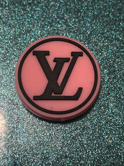 L Vee Round w/letters Silicone Focal Bead