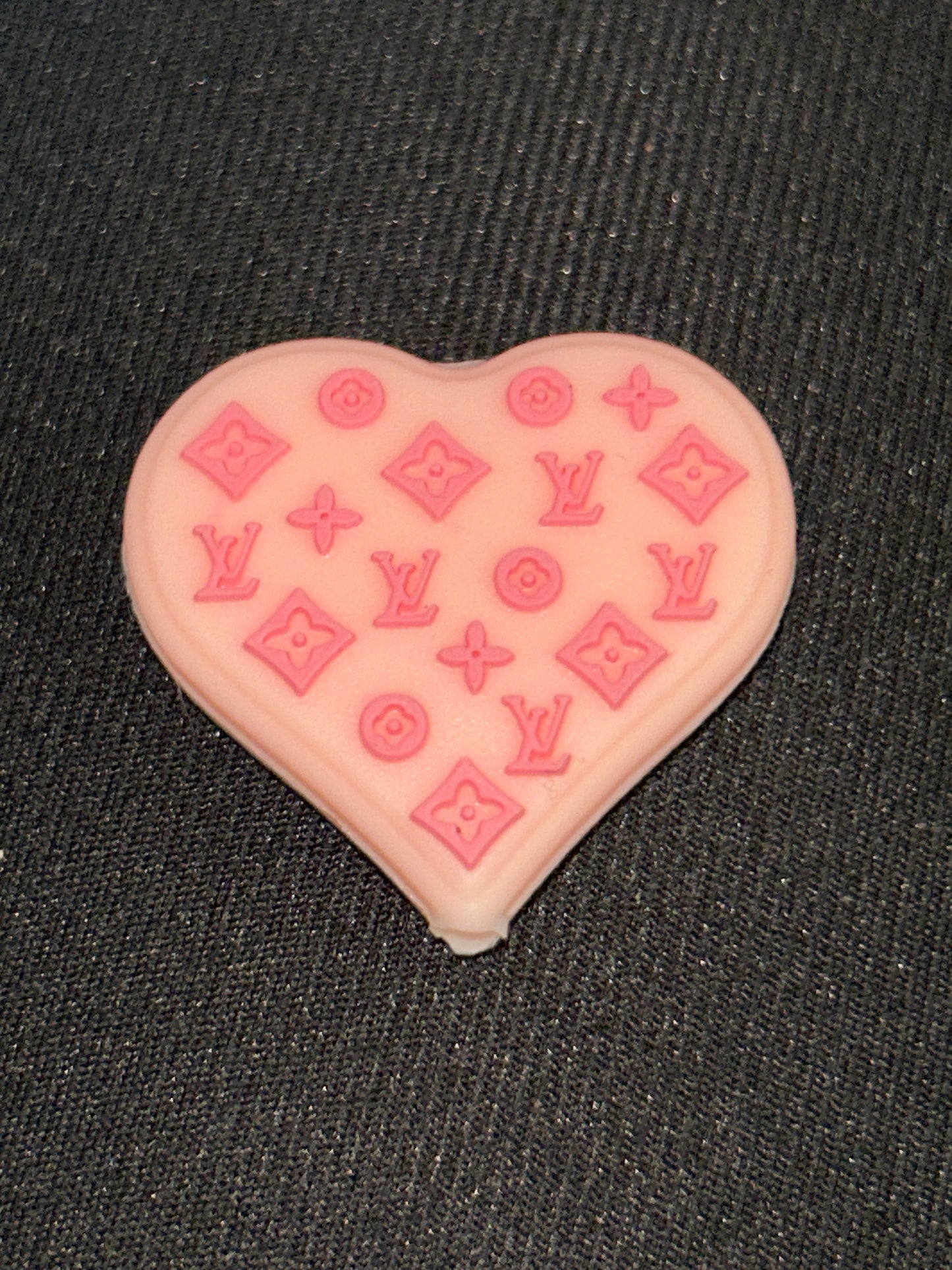 L Vee Pink Heart Silicone Focal Bead
