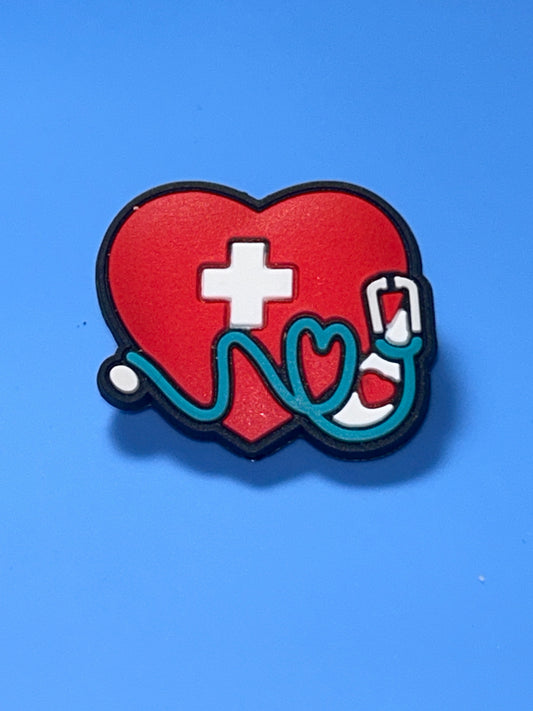 Red Heart with Medical Cross and Stethoscope