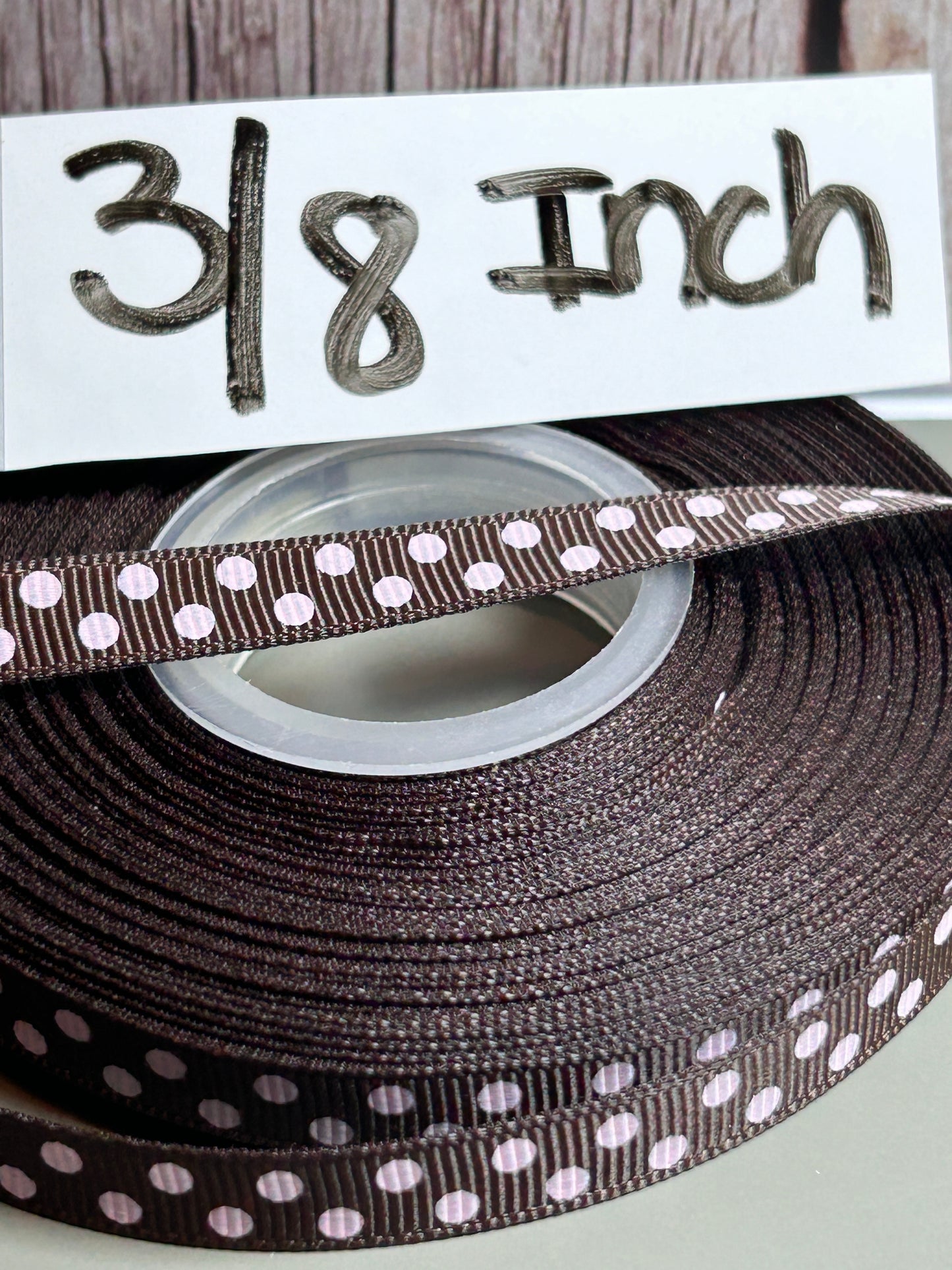 Grosgrain Ribbon 3/8 Inch with Dots - (Different Colors Available)