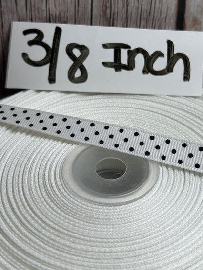 Grosgrain Ribbon 3/8 Inch with Dots - (Different Colors Available)