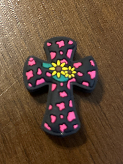 Cross w/pattern Silicone Focal Bead