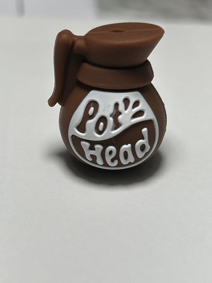 3D Coffee Pot Head or Coffee Cup w/saucer Silicone Focal Bead