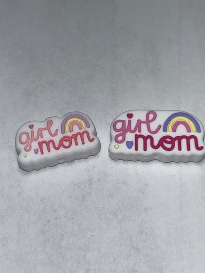 Girl mom rainbow silicone focal bead