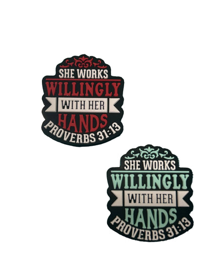 She works willingly with her hands - Focal Bead