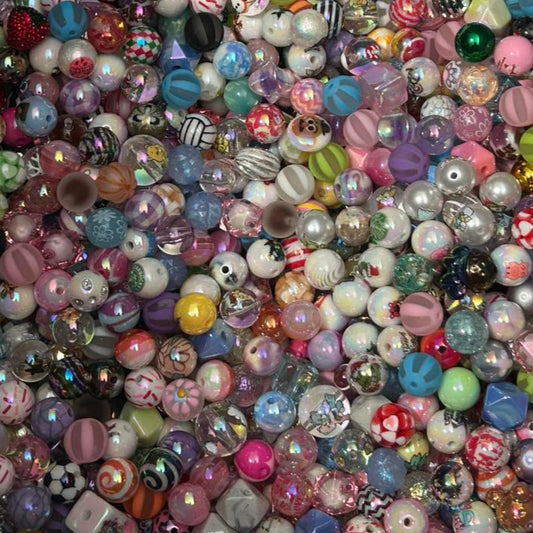 16mm Acrylic Beads - Printed/Pattern/Solids Mixed