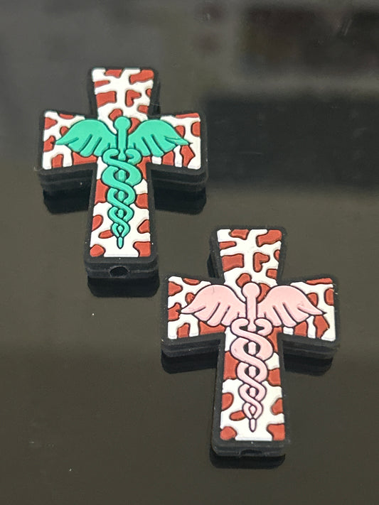 Cross with Medical Symbol Focal Bead