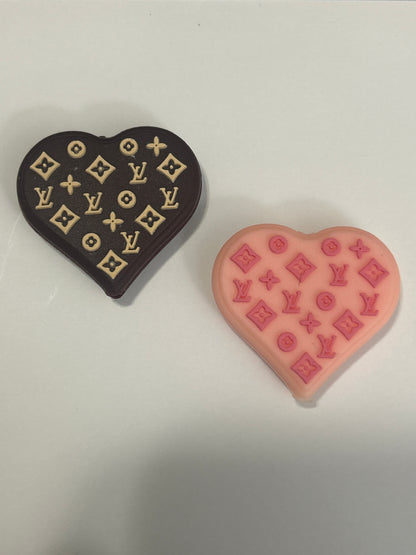 L Vee Heart Silicone Focal Bead