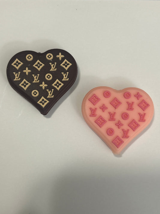 L Vee Heart Silicone Focal Bead