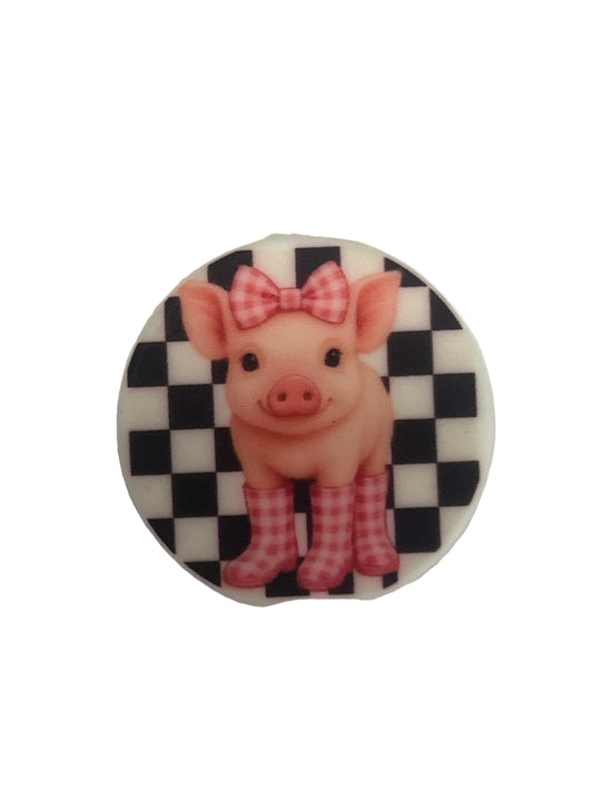 Pig with Checkered background - Focal Bead