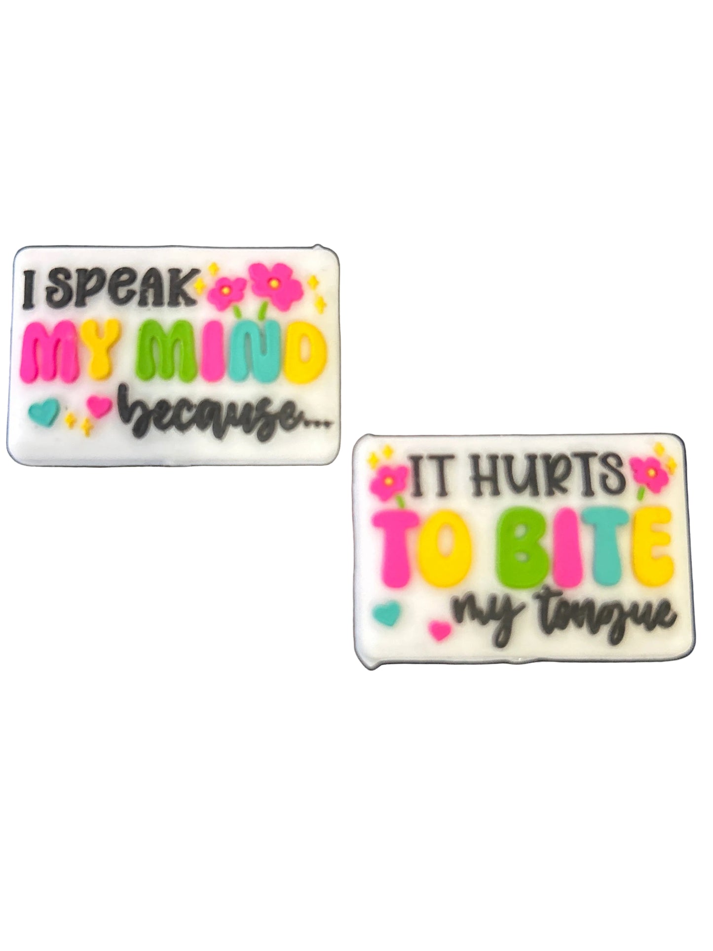 I speak my mind because it hurts to bite my tongue - Double sided focal bead