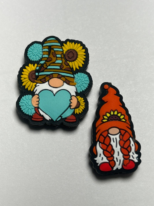Sunflower Gnome w/Heart or Braid- Silicone Focal Bead